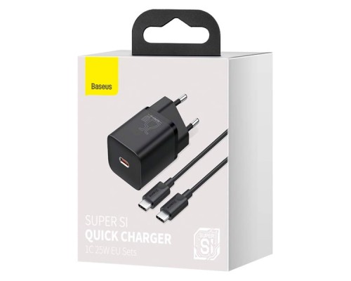 Зарядное устройство Baseus Super Si Quick Charger 1C 25W EU Sets + Type-C to Type-C Cable