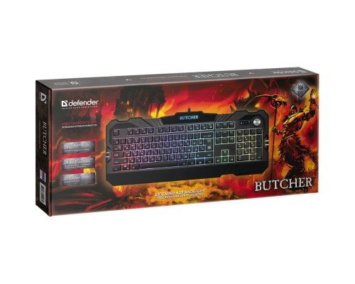 Клавиатура проводная игровая Defender Butcher RGB