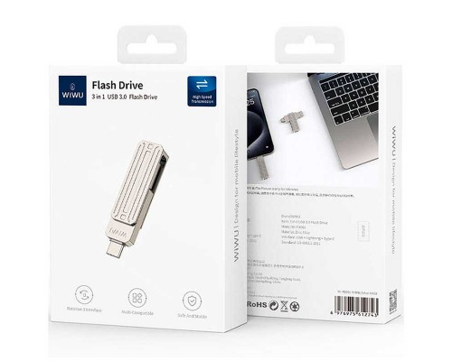 Флешка Wiwu Infinite 3 in 1 USB 3.0 Flash Drive 128GB Wi-FD001 Флешка Wiwu Infinite 3 in 1 USB 3.0 Flash Drive 128GB Wi-FD001