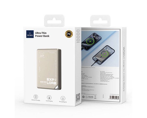 Внешний аккумулятор Wiwu Ultra Thin Power Bank 10000mAh Magnetic Wi-P020
