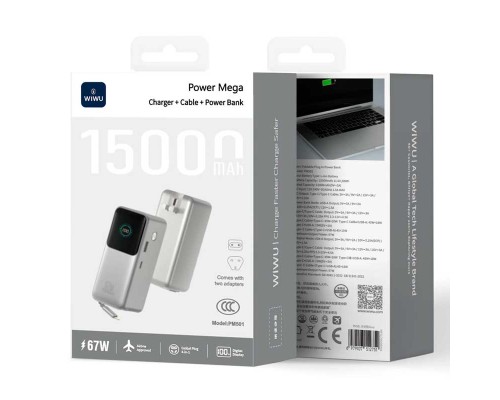 Внешний аккумулятор Wiwu(Повер банк) WiWU Power Mega Charger + Cable + Power Bank PM501 15000mAh