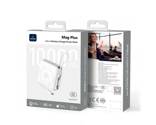Внешний аккумулятор Wiwu 3 in 1 Mag plus Power Bank XF17