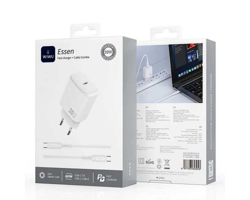 Зарядное устройство Wiwu Essen Fast Charger + Cable Combo USB-c to USB-C Wi-G008 Зарядное устройство Wiwu Essen Fast Charger + Cable Combo USB-c to USB-C Wi-G008