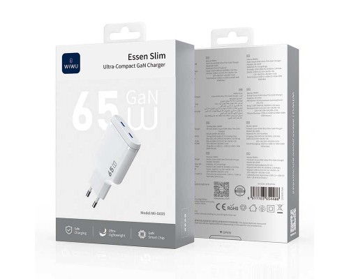 Зарядное устройство Wiwu Essen Slim Ultra-Compact GaN Charger 65W (Wi-G035)