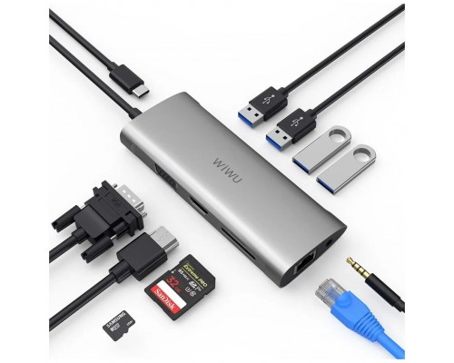 Адаптер-переходник Wiwu Alpha Type-C to 11 in 1 USB-C Hub (A11 in 1)